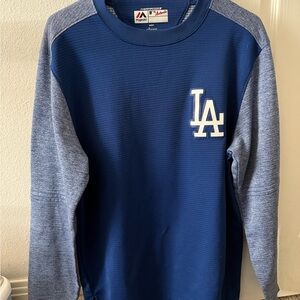 Majestic Blue and Gray Authentic Los Angeles Dodgers Sweatshirt